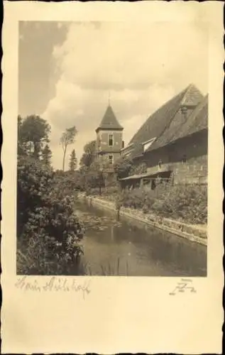 Foto Ak Havixbeck in Westfalen, Turm, Fluss