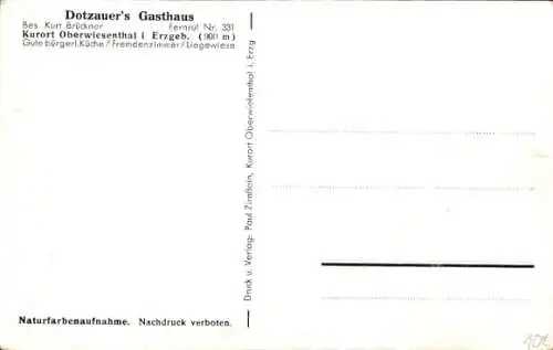 Ak Oberwiesenthal im Erzgebirge, Dotzauer's Gasthaus