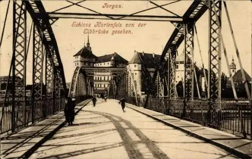 Ak Torgau an der Elbe, Schloss Hartenfels, Elbbrücke