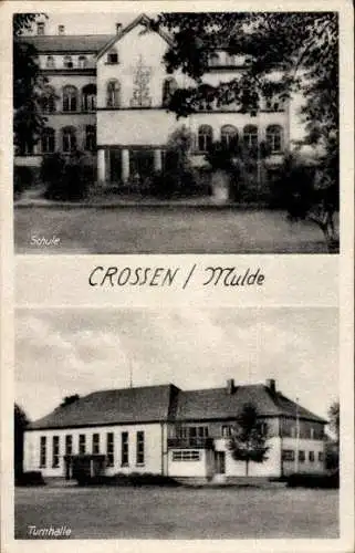 Ak Crossen an der Mulde Zwickau Sachsen, Schule, Turnhalle