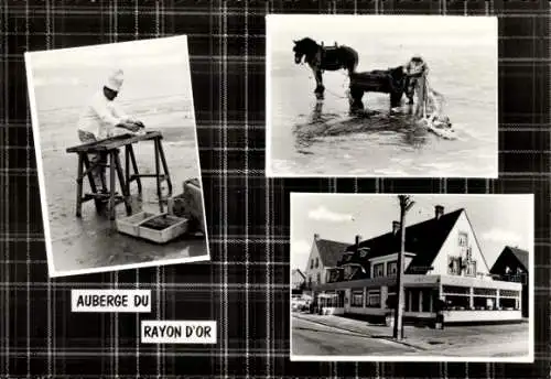 Ak Oostduinkerke Koksijde Westflandern, Gasthaus Auberge du Rayon d'Or, Koch, Fischer