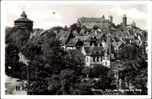 Ak Nürnberg in Mittelfranken, Blick vom Hallertor, Burg, Teilansicht