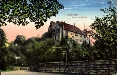 Ak Nürnberg in Mittelfranken, Burg, Blick vom Westen