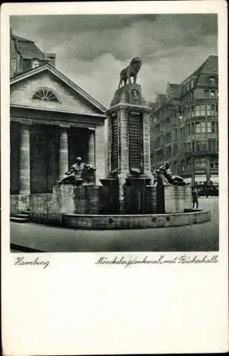 Ak Hamburg Mitte Altstadt, Mönckebergdenkmal, Bücherhalle