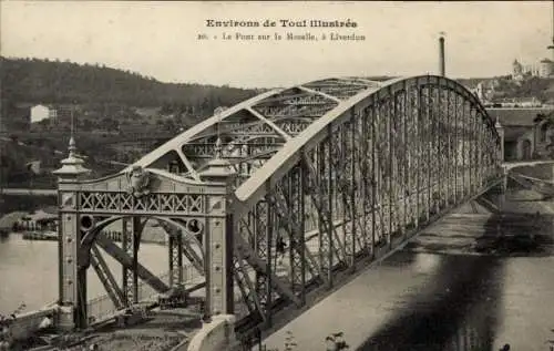 Ak Liverdun Meurthe et Moselle, Brücke über die Mosel zum Ort