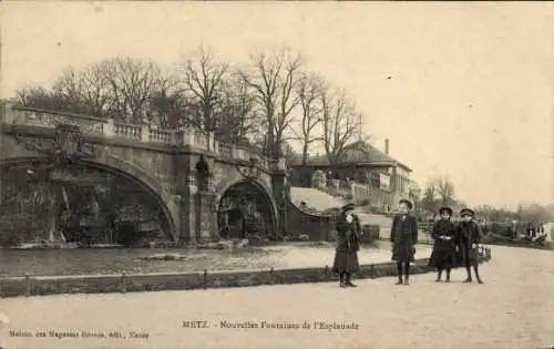 Ak Metz Moselle, Nouvelles Fontaines de l’Esplanade