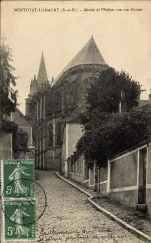 Ak Montfort l'Amaury Yvelines, Abside de l'Eglise, vue rue Dufour