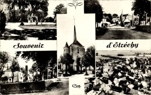 Ak Étréchy Cher, Panorama, Garten, Kirche