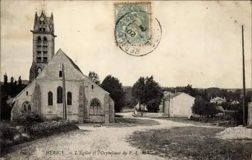 Ak Héricy Seine et Marne, Kirche, l'Orphelinat