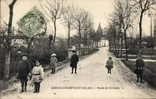 Ak Jarnac-Champagne Charente, Route de St-Genis, Kinder