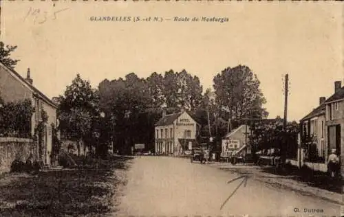 Ak Glandelles Seine et Marne, Route de Montargis