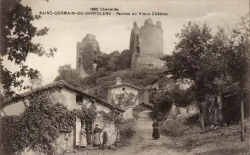 Ak Saint Germain de Confolens Charente, Ruinen der alten Burg