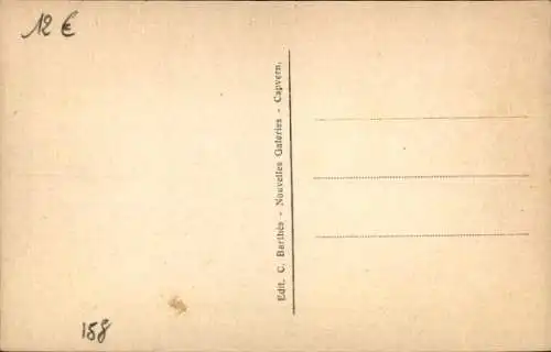 Ak Capvern Hautes Pyrénées, Place de la Poste und Café du Chalet