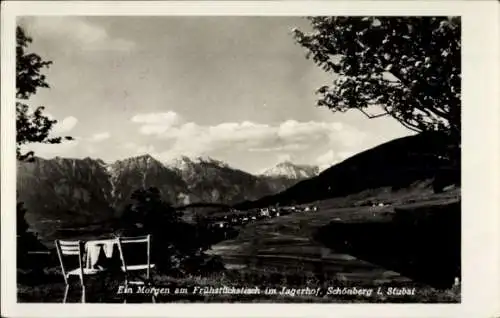 Ak Schönberg im Stubaital Tirol, Blick vom Jagerhof