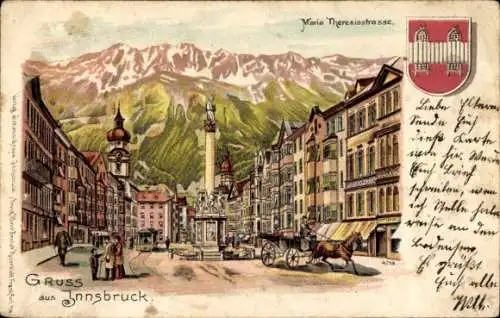 Foto Ak Innsbruck in Tirol, Maria Theresia Straße, Wappen