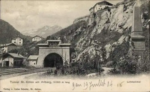 Ak Sankt Anton am Arlberg Tirol Österreich, Tunnel, Lottdenkmal