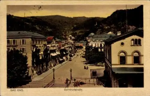 Ak Bad Ems im Rhein Lahn Kreis, Blick in die Bahnhofstraße