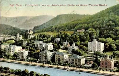 Ak Bad Ems an der Lahn, Villenviertel, griechische Kirche, Kaiser-Wilhelm-Kirche