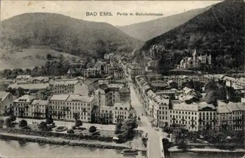 Ak Bad Ems an der Lahn, Teilansicht, Bahnhofstraße