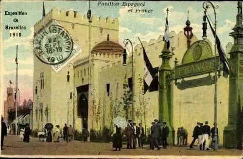 Ak Brüssel Brüssel, Ausstellung 1910, Spanischer und Französischer Pavillon