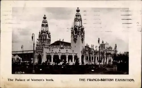 Ak London City England, Französisch-Britische Ausstellung 1908, Palast der Frauenarbeit