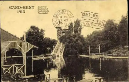 Ak Gand Gent Ostflandern, Ausstellung 1913, Wasserfall