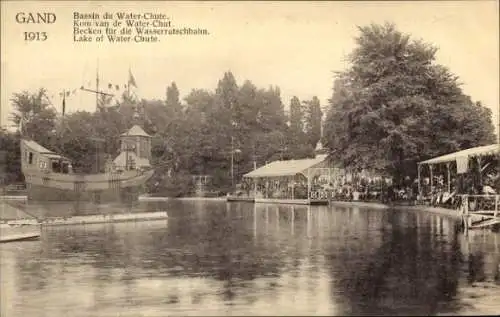 Ak Gent Gent Ostflandern, Weltausstellung, Becken für die Wasserrutschbahn