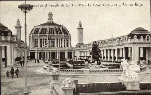 Ak Gent Gent Ostflandern, Weltausstellung 1913, Central Dome und die belgische Sektion