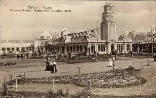 Ak London City England, Französisch-Britische Ausstellung 1908, Palast der Musik