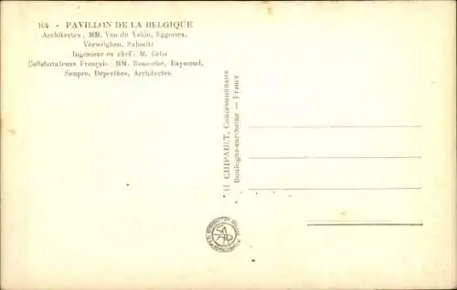 Ak Paris, Internationale Ausstellung 1937, Belgischer Pavillon
