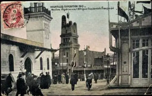 Ak Brüssel, Ausstellung 1910, Pavillons für Algerien und Französisch-Westafrika