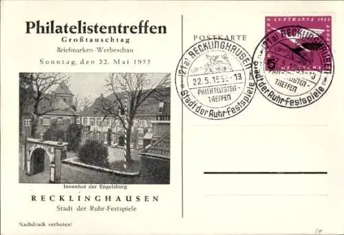 Ak Recklinghausen im Ruhrgebiet, Philatelistentreffen 22.05.1955, Innenhof der Engelsburg