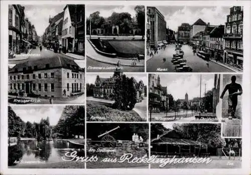 Ak Recklinghausen im Ruhrgebiet, Kunibertstraße, Rathaus, Kreissparkasse, Markt, Herzogswall