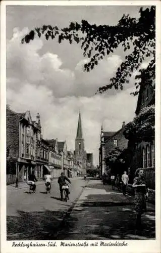 Ak Recklinghausen Süd, Marienstraße mit Marienkirche