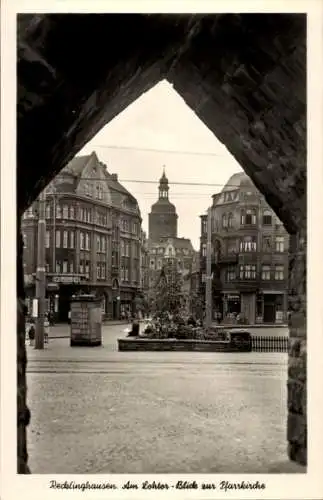 Ak Recklinghausen im Ruhrgebiet, Am Lohtor mit Blick zur Pfarrkirche