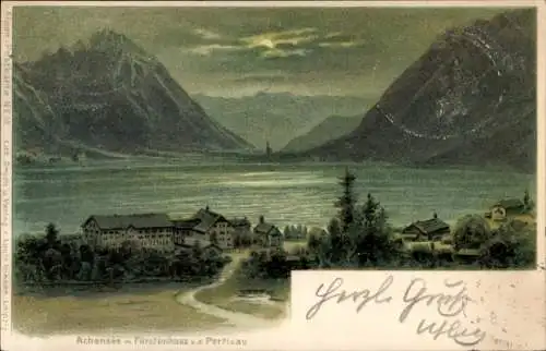 Litho Pertisau Eben am Achensee Tirol, Fürstenhaus mit Umgebung