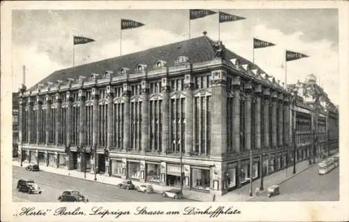 Ak Berlin Mitte, Leipziger Straße am Dönhoffplatz, Hertie Kaufhaus