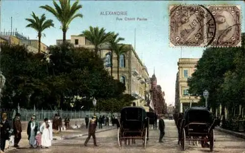 Ak Alexandria Ägypten, Rue Cherif Pasha