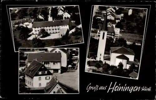 Ak Heiningen in der Schwäbischen Alb, Teilansicht, Kirche