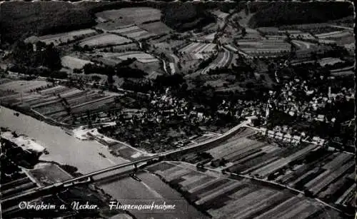 Ak Obrigheim am Neckar Baden, Fliegeraufnahme