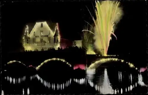 Ak Sulz am Neckar, Brücke, Hotel, Feuerwerk