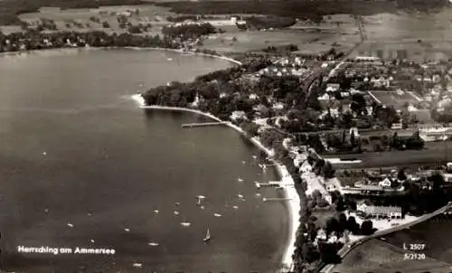 Ak Herrsching am Ammersee, Gesamtansicht, Luftbild