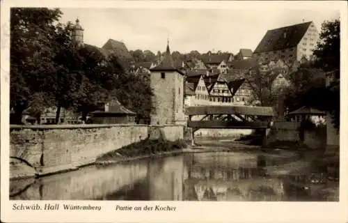 Ak Schwäbisch Hall in Württemberg, Kocher, Brücke