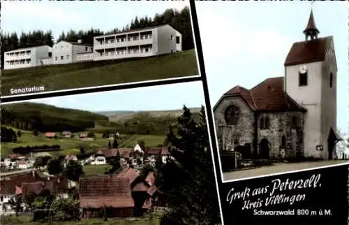 Ak Peterzell Sankt Georgen im Schwarzwald, Sanatorium, Kirche