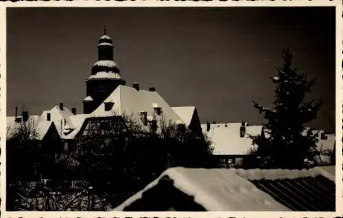 Foto Ak Winnenden in Württemberg, Teilansicht, Kirche, Winter