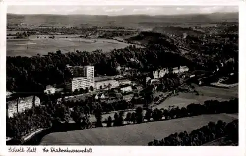 Ak Schwäbisch Hall in Baden Württemberg, Fliegeraufnahme der Evangelischen Diakonissenanstalt