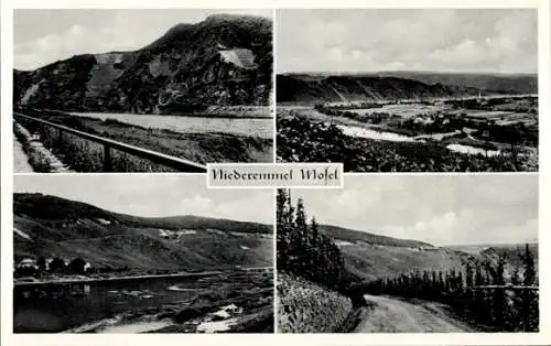 Ak Niederemmel Piesport an der Mosel, Panorama, Promenade, Feldweg