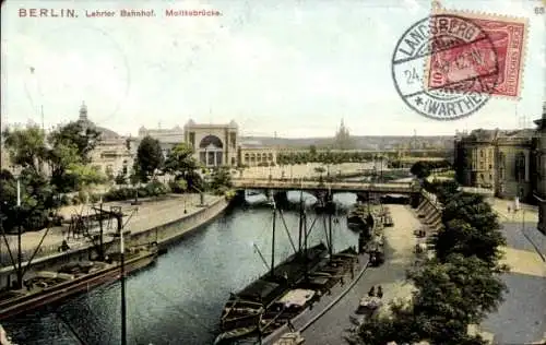 Ak Berlin Tiergarten Moabit, Lehrter Bahnhof, Moltkebrücke