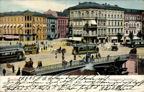 Ak Berlin Tiergarten, Potsdamer Brücke, Straßenbahnen