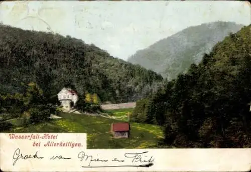 Ak Allerheiligen Oppenau im Schwarzwald, Wasserfall-Hotel